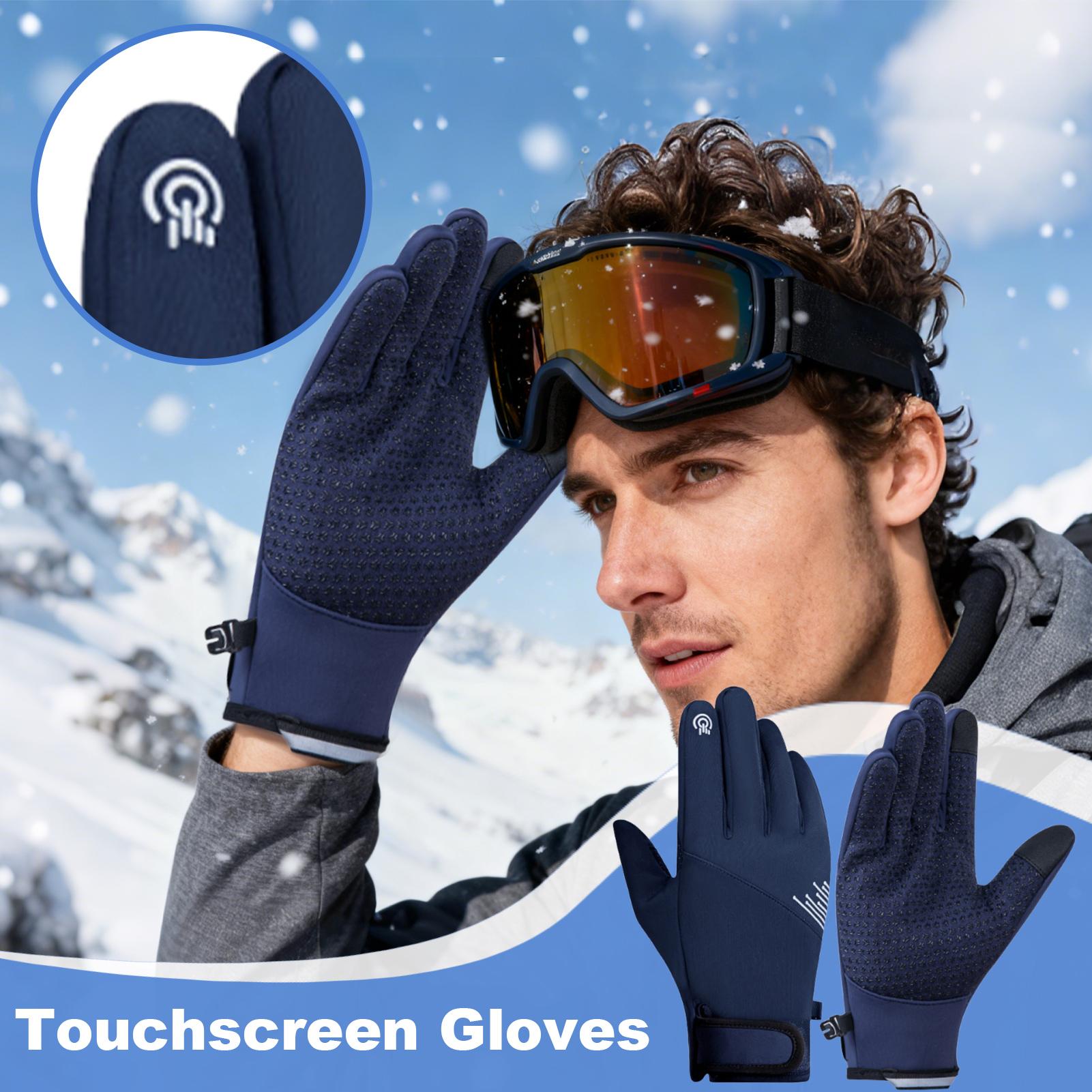 Running Gear Cold Weather - ถุงมือสำหรับอากาศหนาวเย็น ถุงมือหน้าจอสัมผัสกันลมและกันความร้อนสำหรับกีฬากลางแจ้ง อุปกรณ์สำหรับเล่นสกี ปั่นจักรยาน วิ่ง และเดินป่าในฤดูหนาว