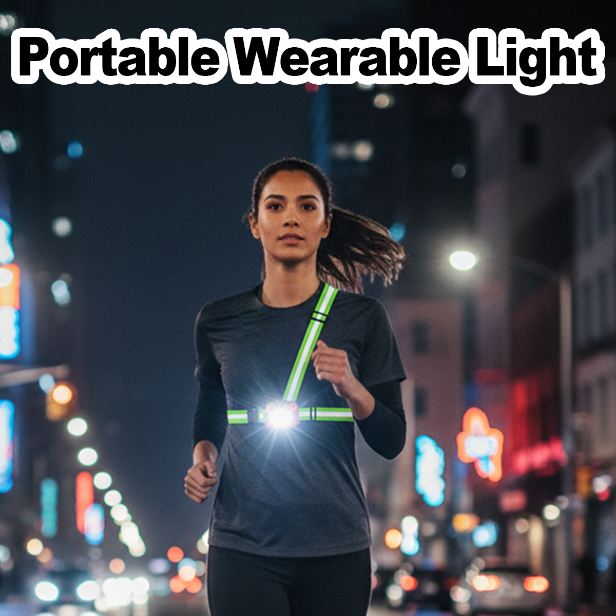 Running Gear Night - ไฟวิ่งแบบชาร์จ USB กันน้ำ น้ำหนักเบา ไฟฉายแบบสวมใส่ได้ ไฟหน้าอก