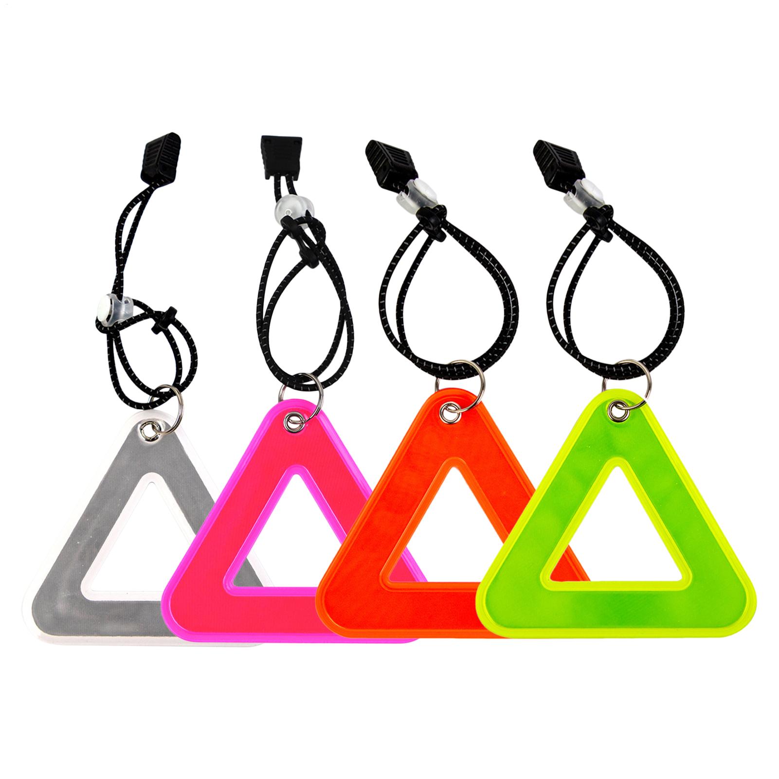 Running Gear Satisfy - แผ่นสะท้อนแสงสามเหลี่ยมสำหรับจักรยาน อุปกรณ์สะท้อนแสงเพื่อความปลอดภัย มองเห็นได้ชัดเจนในเวลากลางคืน เหมาะสำหรับการวิ่งกลางแจ้ง แคมป์ปิ้ง เดินป่า